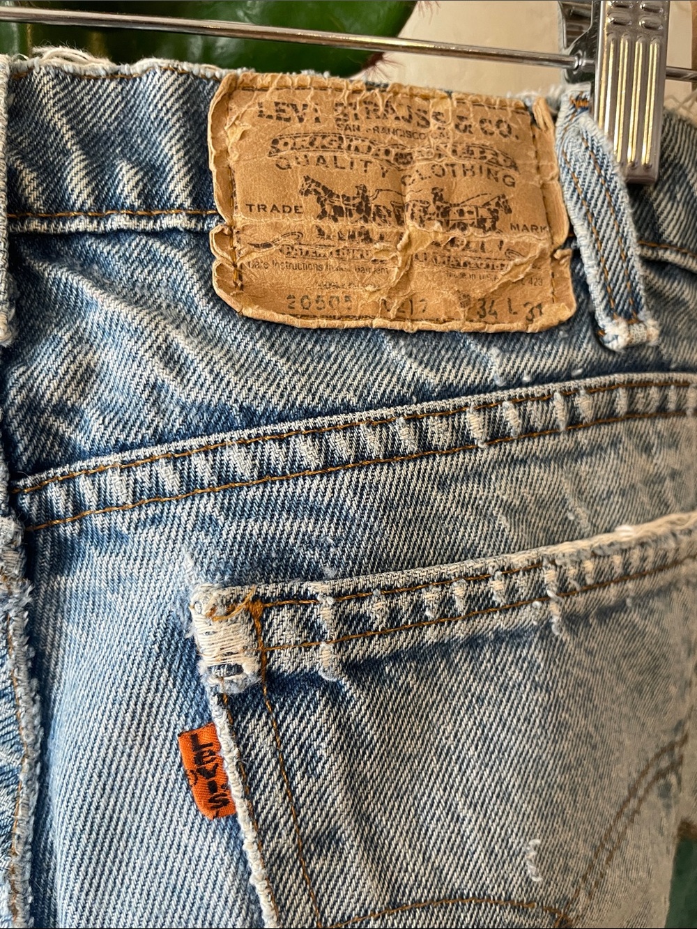 Vintage Orange Tab Patchwork Levi’s 34 x 31 - Picture 4 of 9